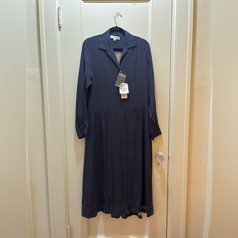 Uniqlo x Ines De La Fressange Long Sleeve Shirt Dress with Polka Dot Pattern